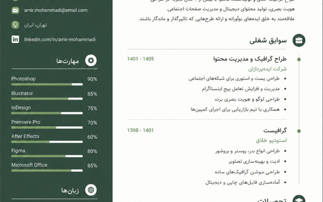طراحی رزومه مطابق استاندارد ATS را انجام میدم