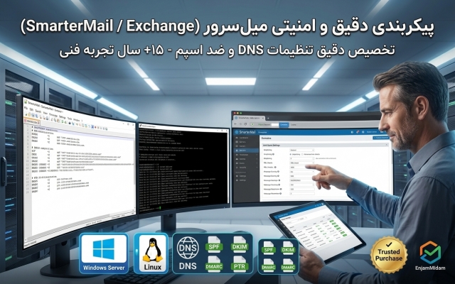 میلسرور شما را کانفیگ، امن و ایمیلها را تحویلپذیر (Inbox) کنم.