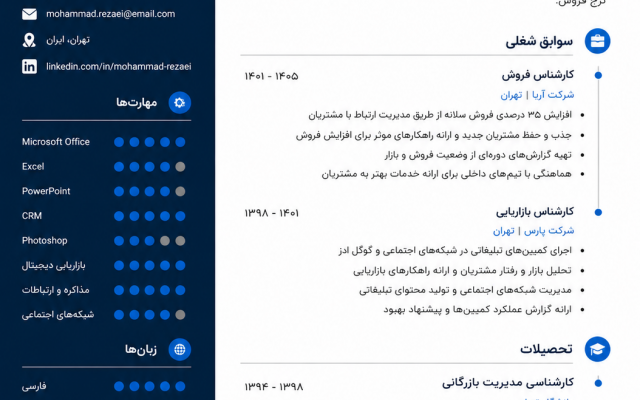 طراحی رزومه مطابق استاندارد ATS را انجام میدم