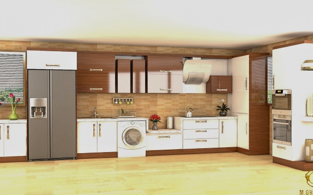 طراحی 3D MAX برای آشپزخانه و کناف سقف و دیزاین اتاق خواب انجام بدم