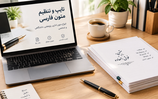 تایپ متون فارسی، دست نویس و فایل صوتی با دقت و سریع انجام دهم.