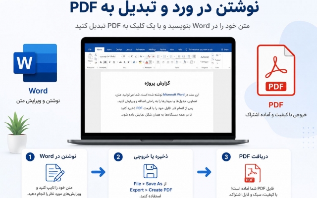تایپ سریع در ورد انجام بدم و آن را تبدیل به پی دی اف کنم