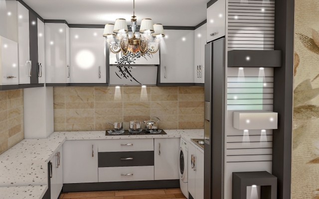 طراحی 3D MAX برای آشپزخانه و کناف سقف و دیزاین اتاق خواب انجام بدم
